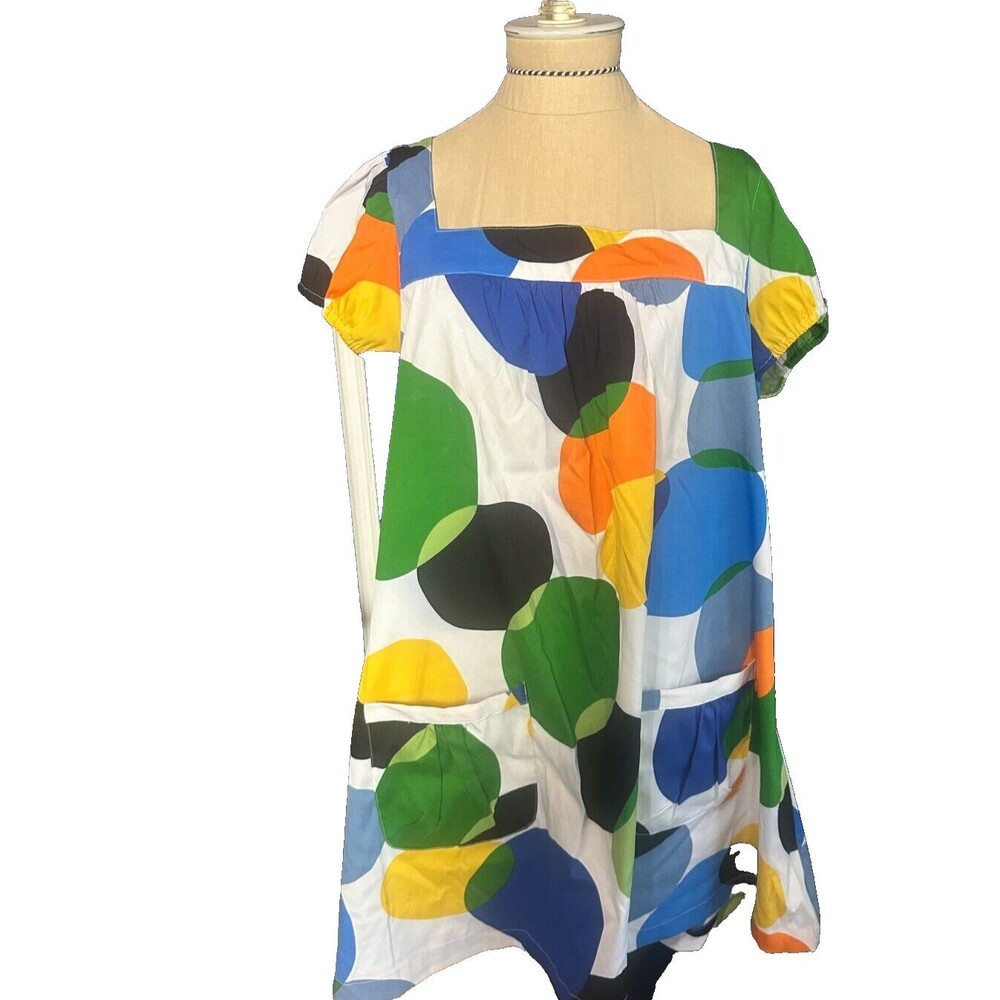 ANTILIA FEMME Geo Print Bright Dress  Short Sleeve pockets 3x